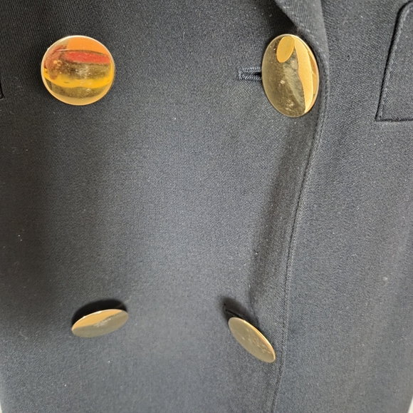 Vintage Louis Feraud Double-Breasted Wool Coat Midnight Blue Size 12 - Picture 9 of 15